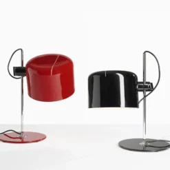 Oluce Tischleuchte Coupé, rot/chom, Metall, Höhe 45 cm, E27