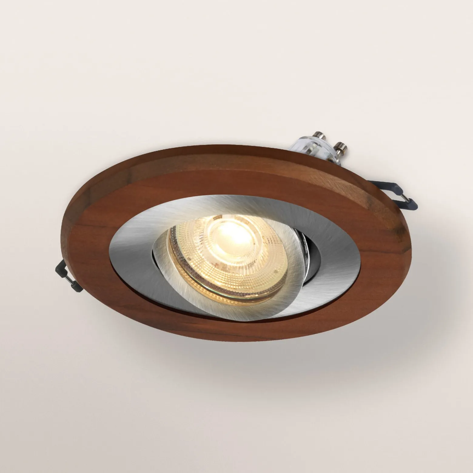 OSRAM Einbauspot, holz dunkel/nickel, Ø 12 cm, GU10-LED