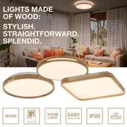OSRAM LED-Deckenlampe ORBIS ALICIA, 29 x 29 cm holz clickdim