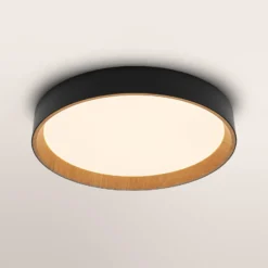 OSRAM LED-Deckenlampe ORBIS LARIOS, schwarz/holz Ø 49 cm dim