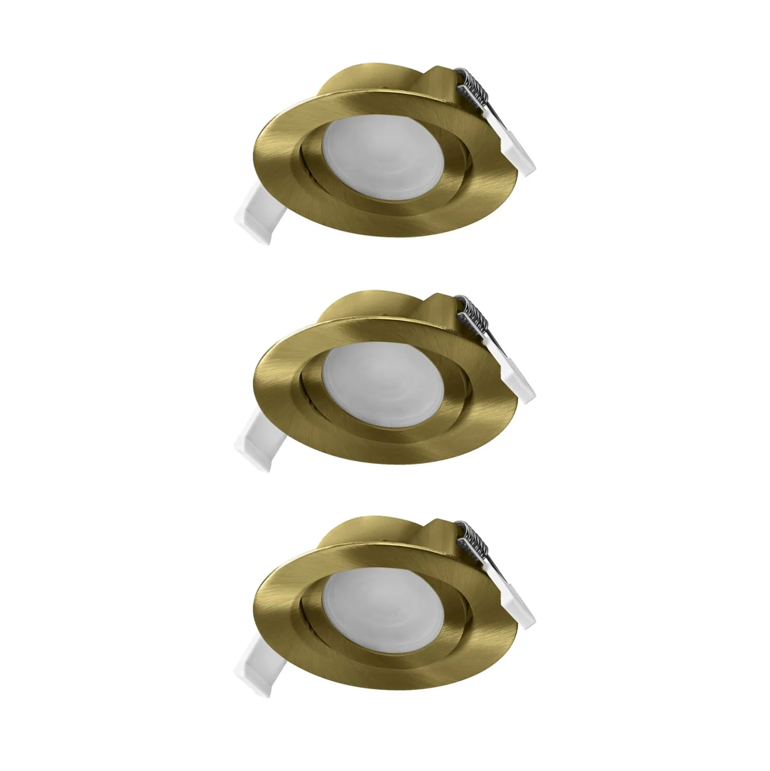 OSRAM LED-Einbauspot 3er-Set, click-CCT, 120° messing Ø 9 cm