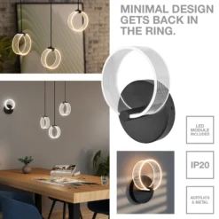 OSRAM LED-Hängelampe Decor Circle, 3-fl. lang, CCT, schwarz