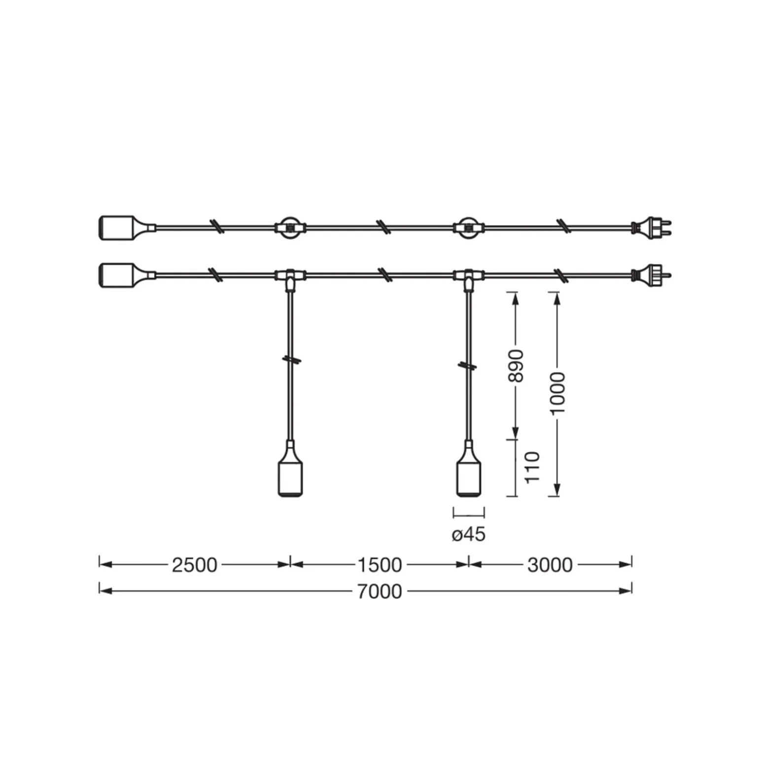 OSRAM Lichterkette ENDURA DECOR, grau, 7 m, 3-flammig, IP44