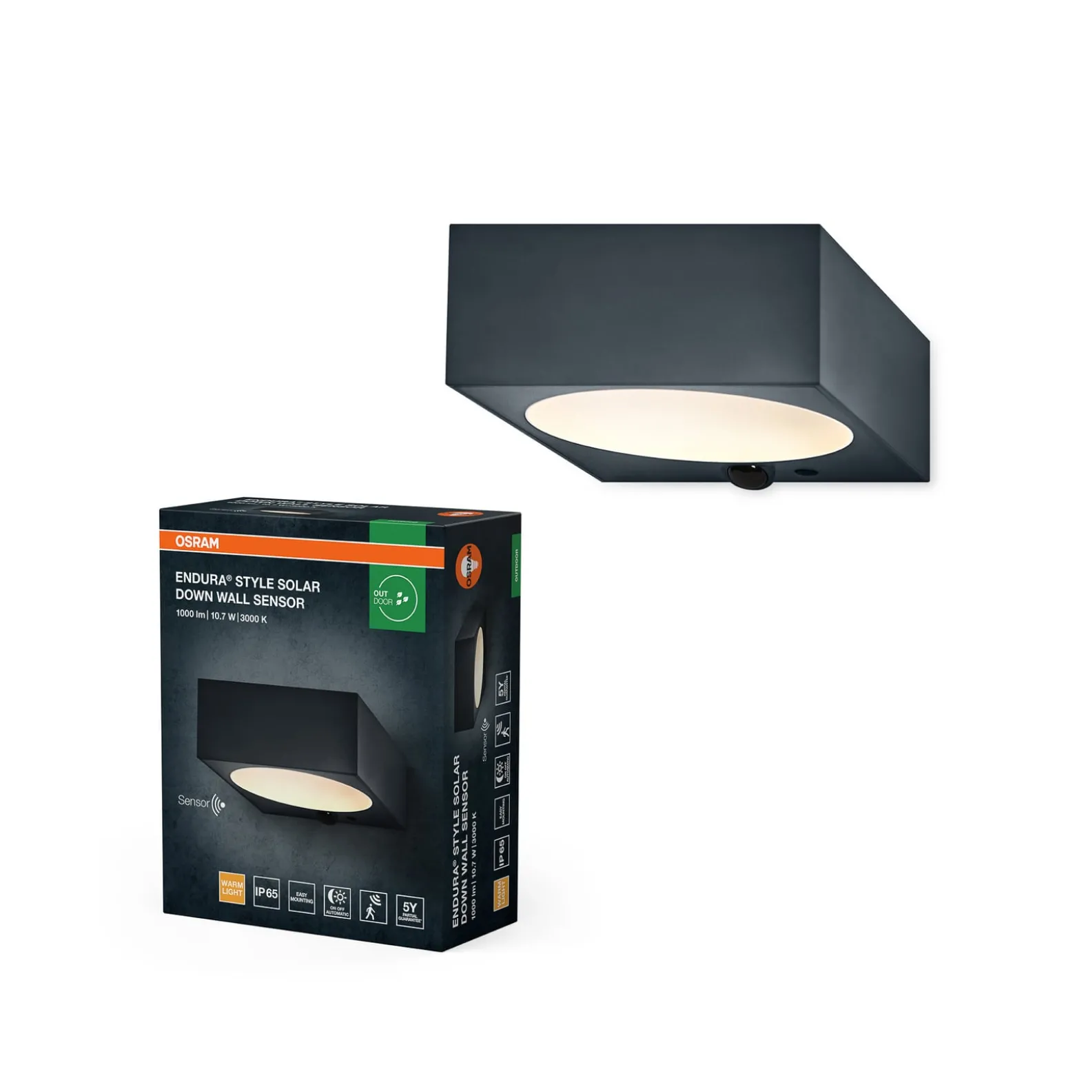 OSRAM Solar-Wandlampe ENDURA STYLE DOWN, grau, Sensor, IP65