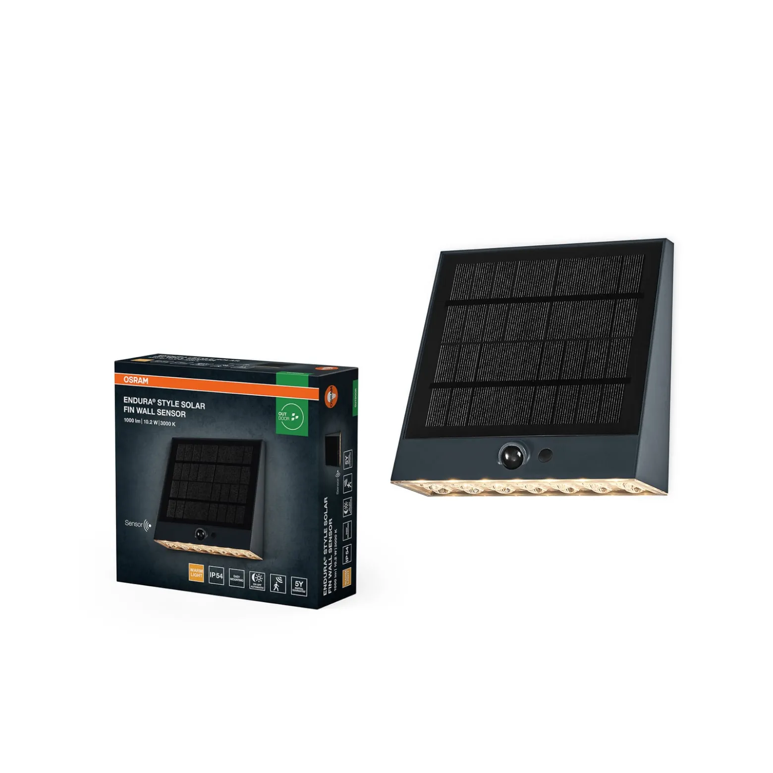 OSRAM Solar-Wandleuchte ENDURA STYLE FIN, grau, Sensor, IP54