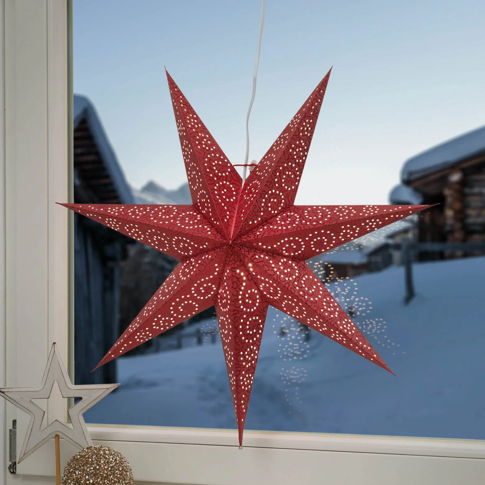 Papierstern Antique, rot