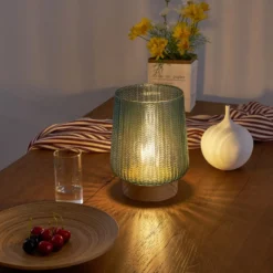 Pauleen Pretty Glamour E27-LED türkis Holzfuß