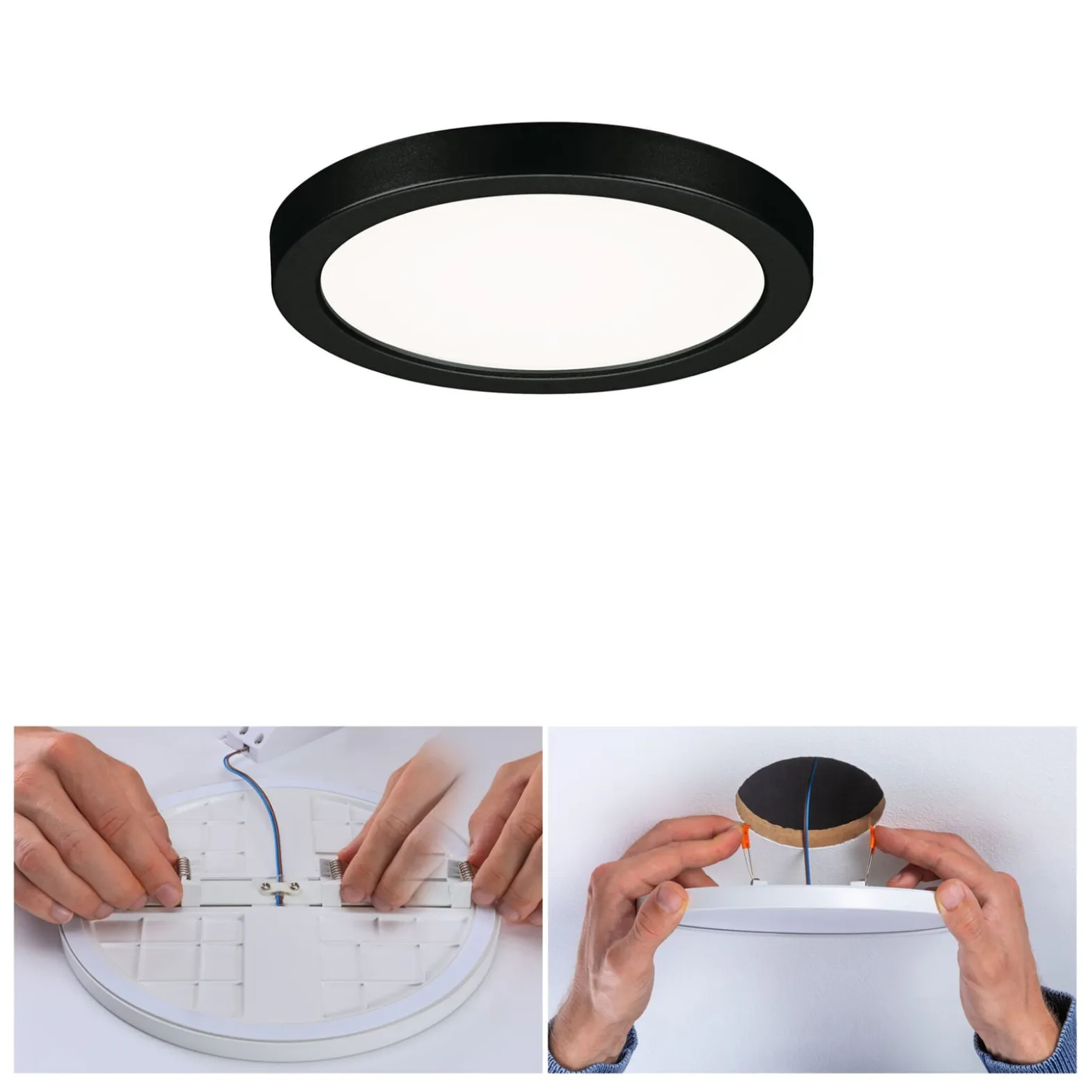 Paulmann Areo LED-Panel rund schwarz 4000K Ø11,8cm