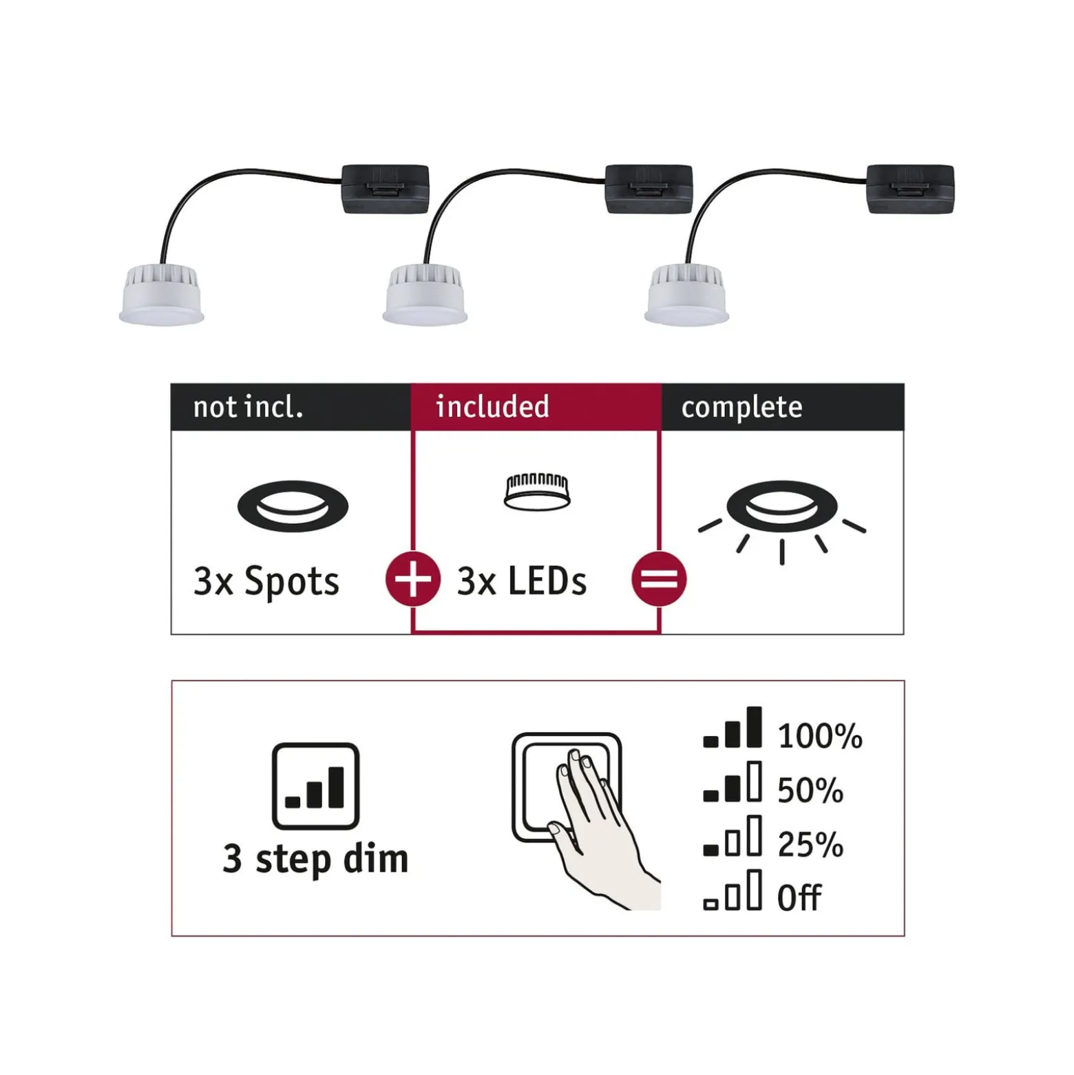 Paulmann Choose Coin LED 3-Step-dim 100° 2700K 3er