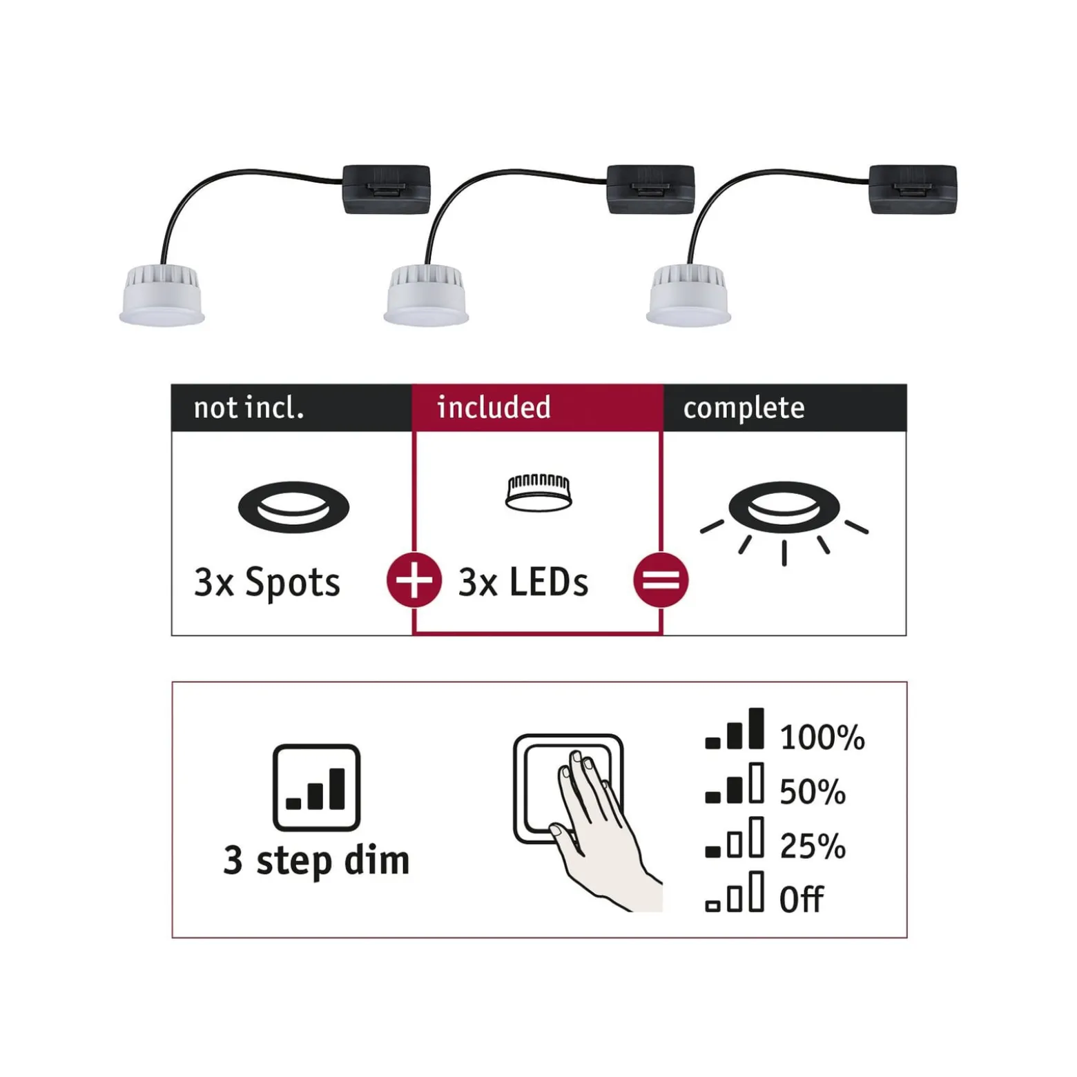 Paulmann Choose Coin LED 3-Step-dim 100° 2700K 3er