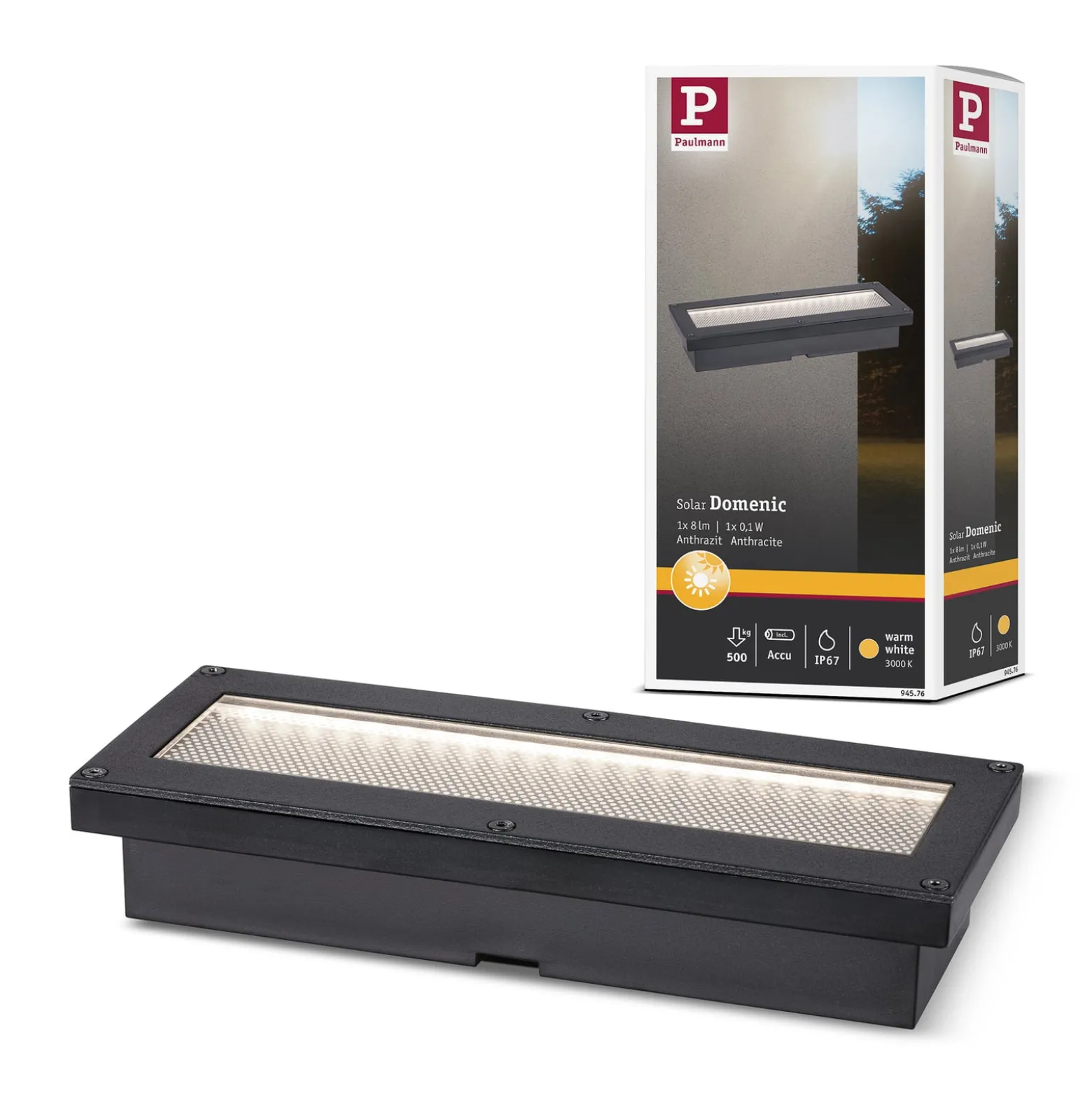 Paulmann Domenic LED-Solar-Bodeneinbaulampe 20x8cm