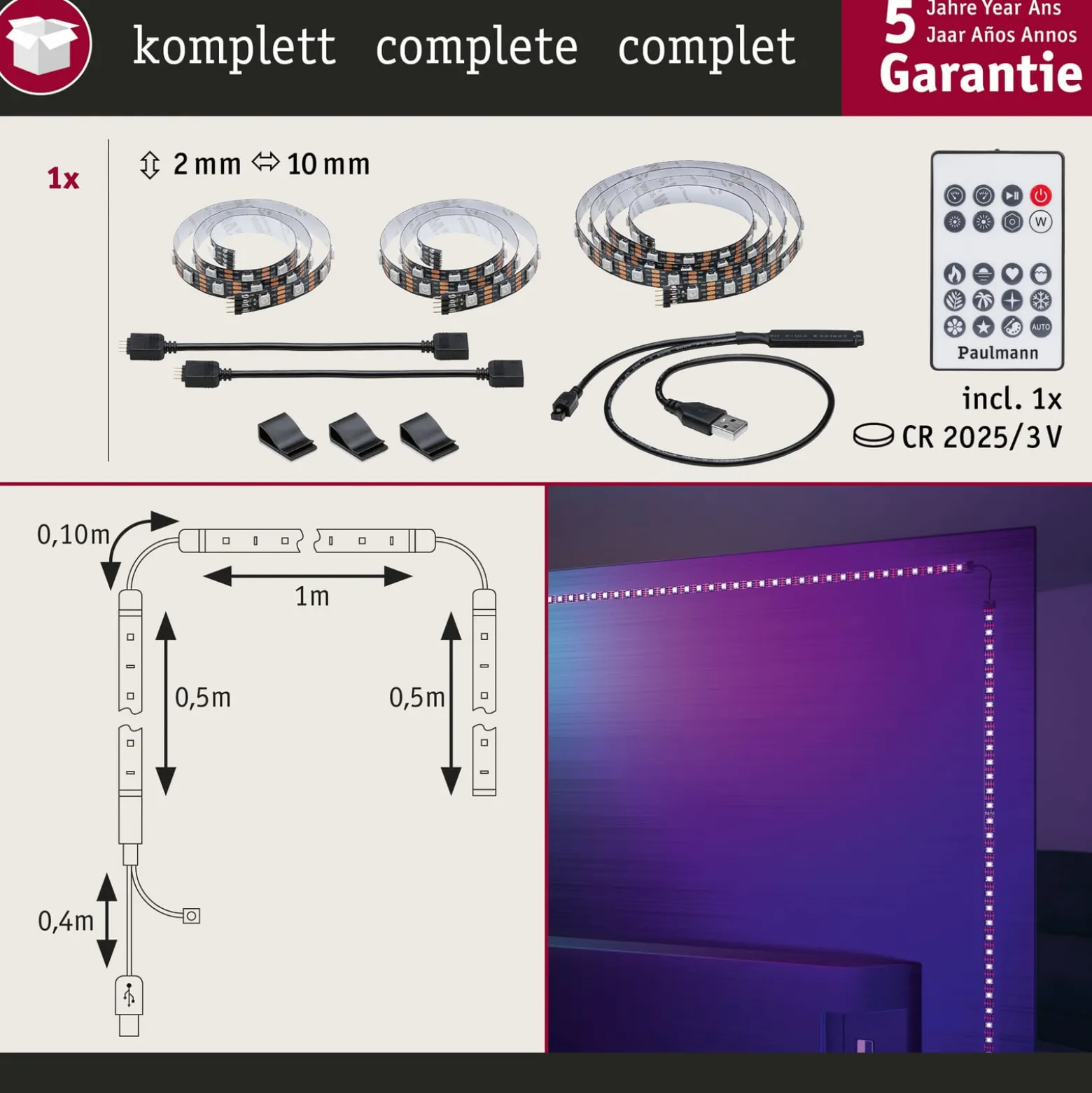 Paulmann EntertainLED LED-Strip RGB TV-Set 55 Zoll