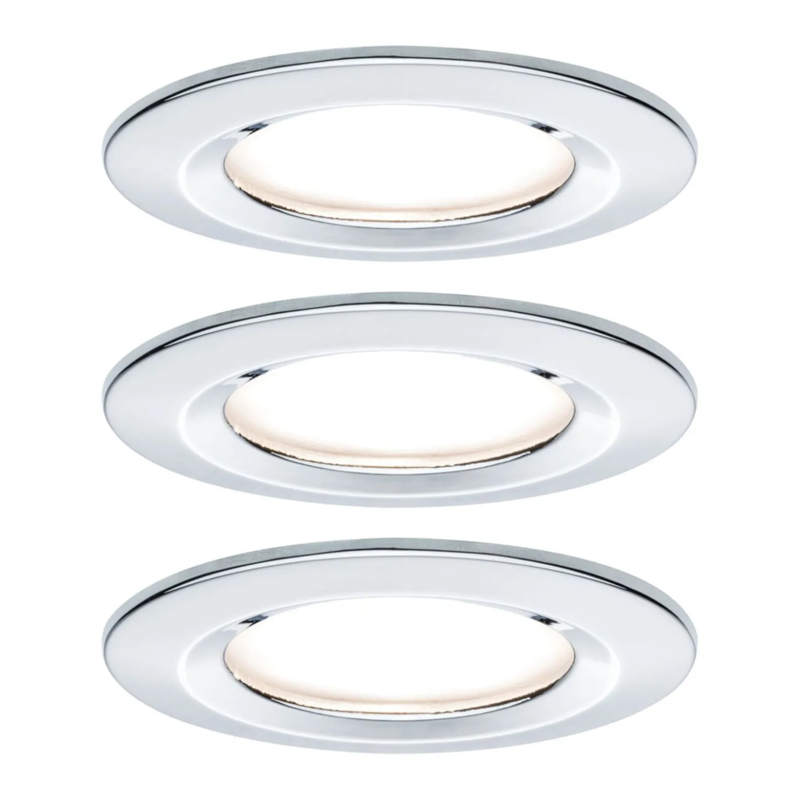 Paulmann 3er Spot Nova rund starr, chrom, IP44, GU10 dimmbar