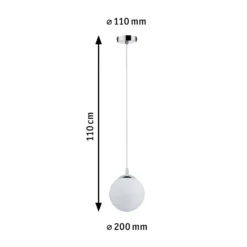 Paulmann Hängelampe Globe, weiß satiniert/chrom Ø 20 cm IP44