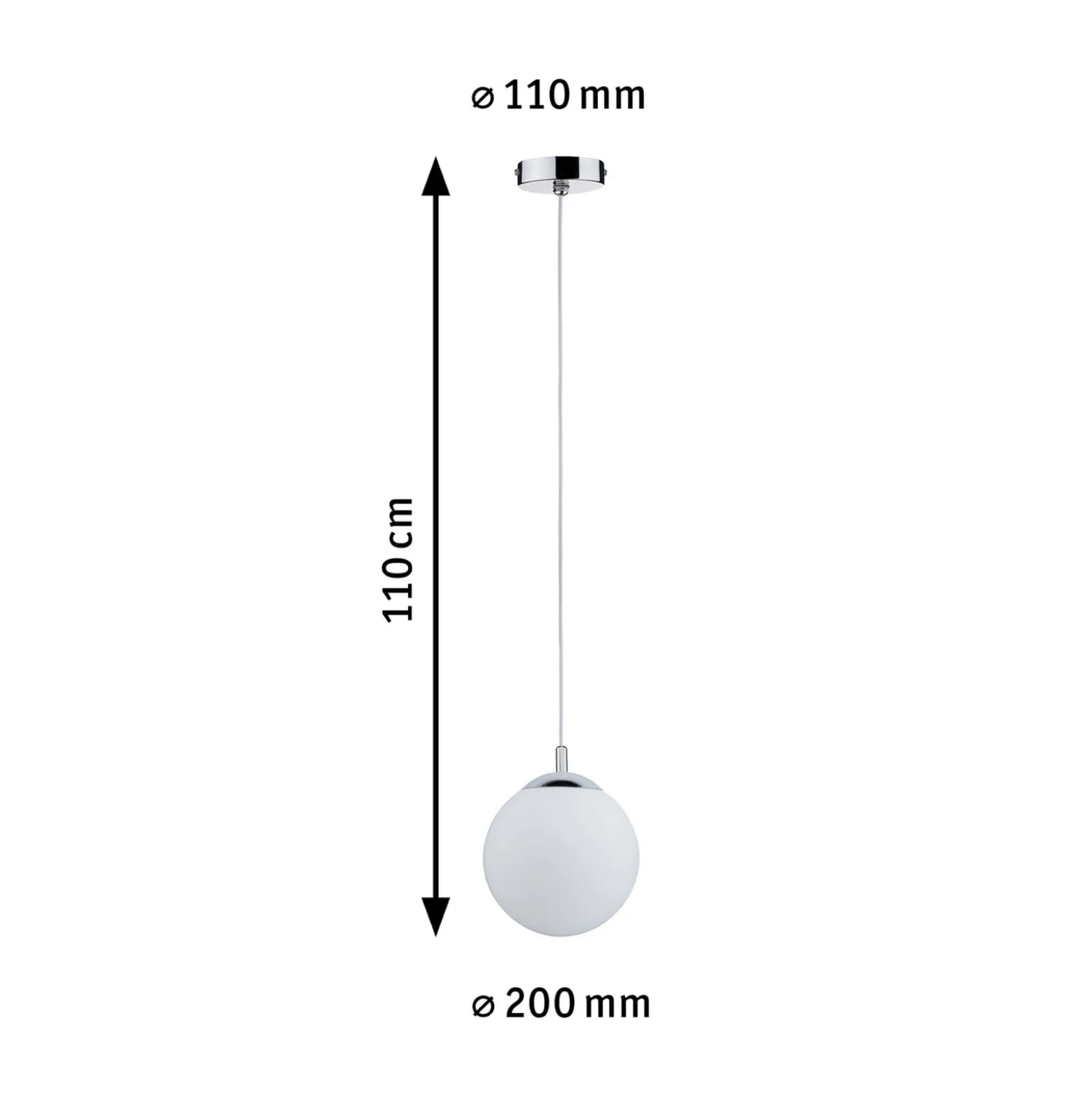 Paulmann Hängelampe Globe, weiß satiniert/chrom Ø 20 cm IP44