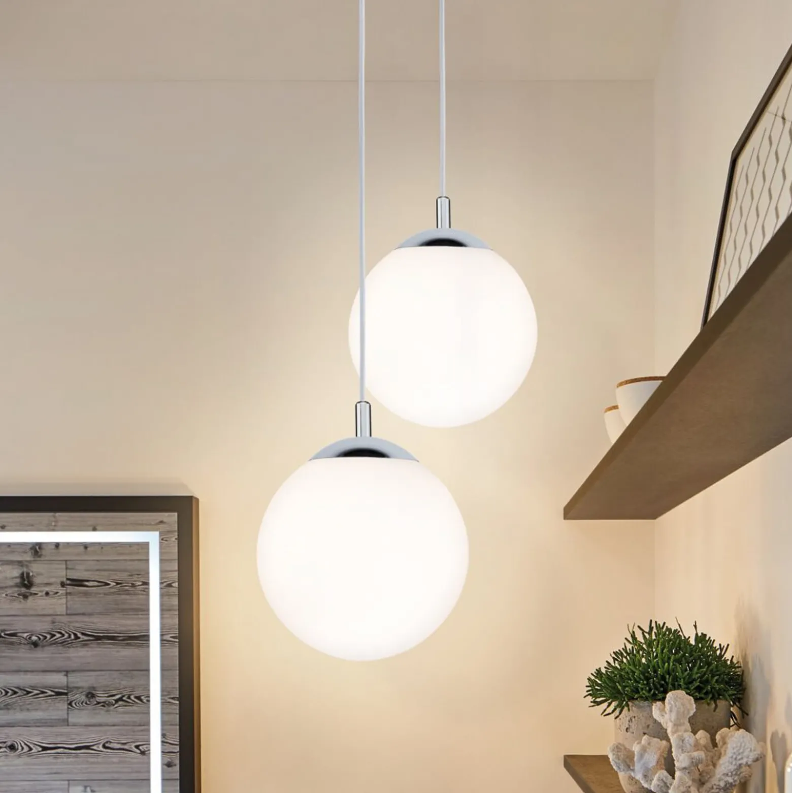 Paulmann Hängelampe Globe, weiß satiniert/chrom Ø 20 cm IP44