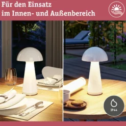Paulmann LED-Akku-Tischleuchte Onzo, weiß, Kunststoff, IP44