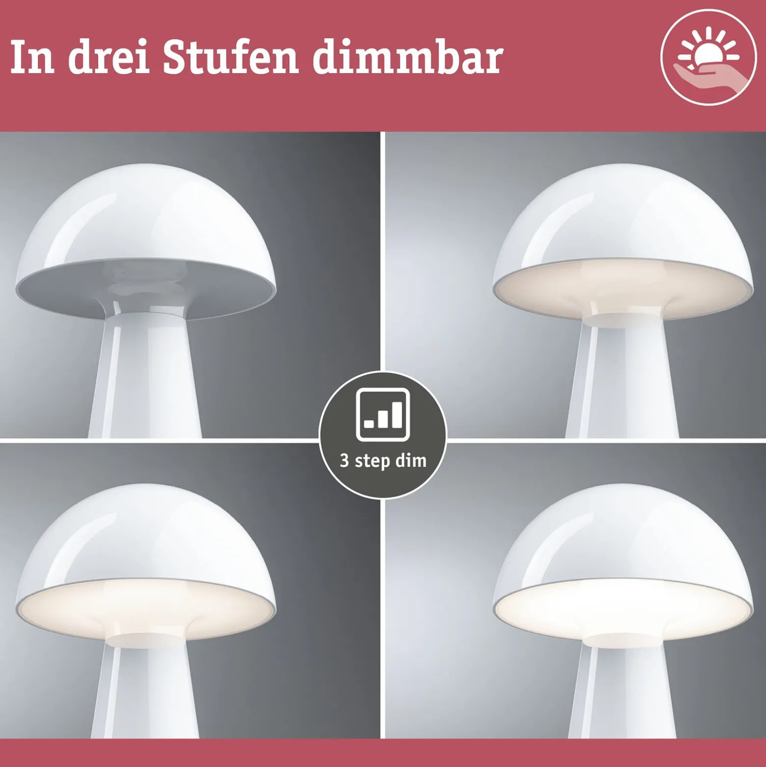 Paulmann LED-Akku-Tischleuchte Onzo, weiß, Kunststoff, IP44