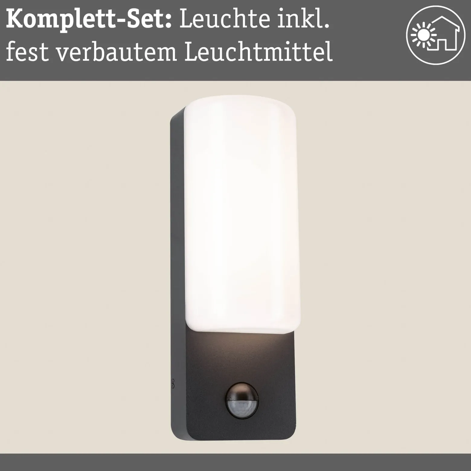 Paulmann LED-Außenwandlampe Bonnie, Alu, anthrazit, Sensor