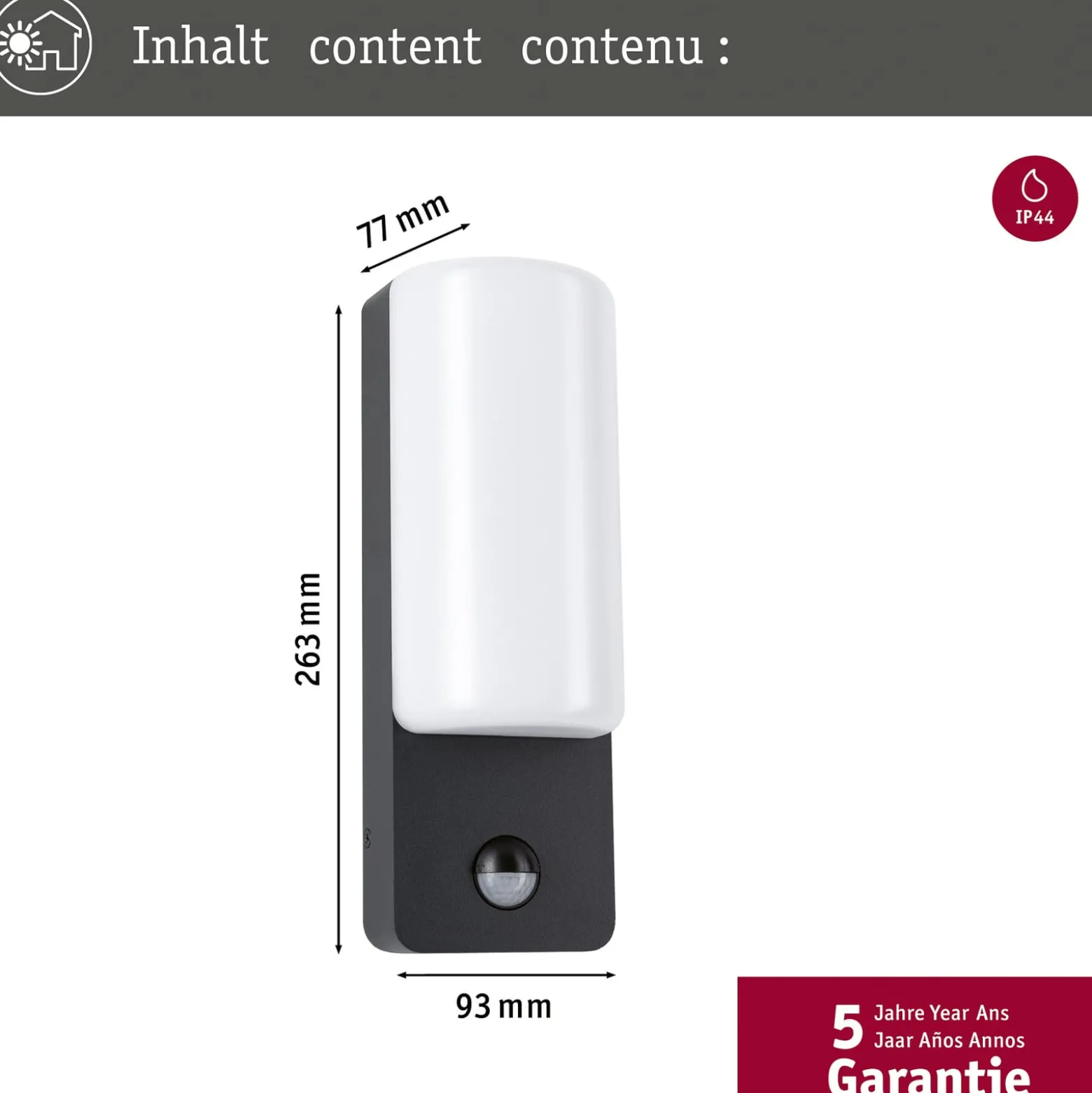 Paulmann LED-Außenwandlampe Bonnie, Alu, anthrazit, Sensor