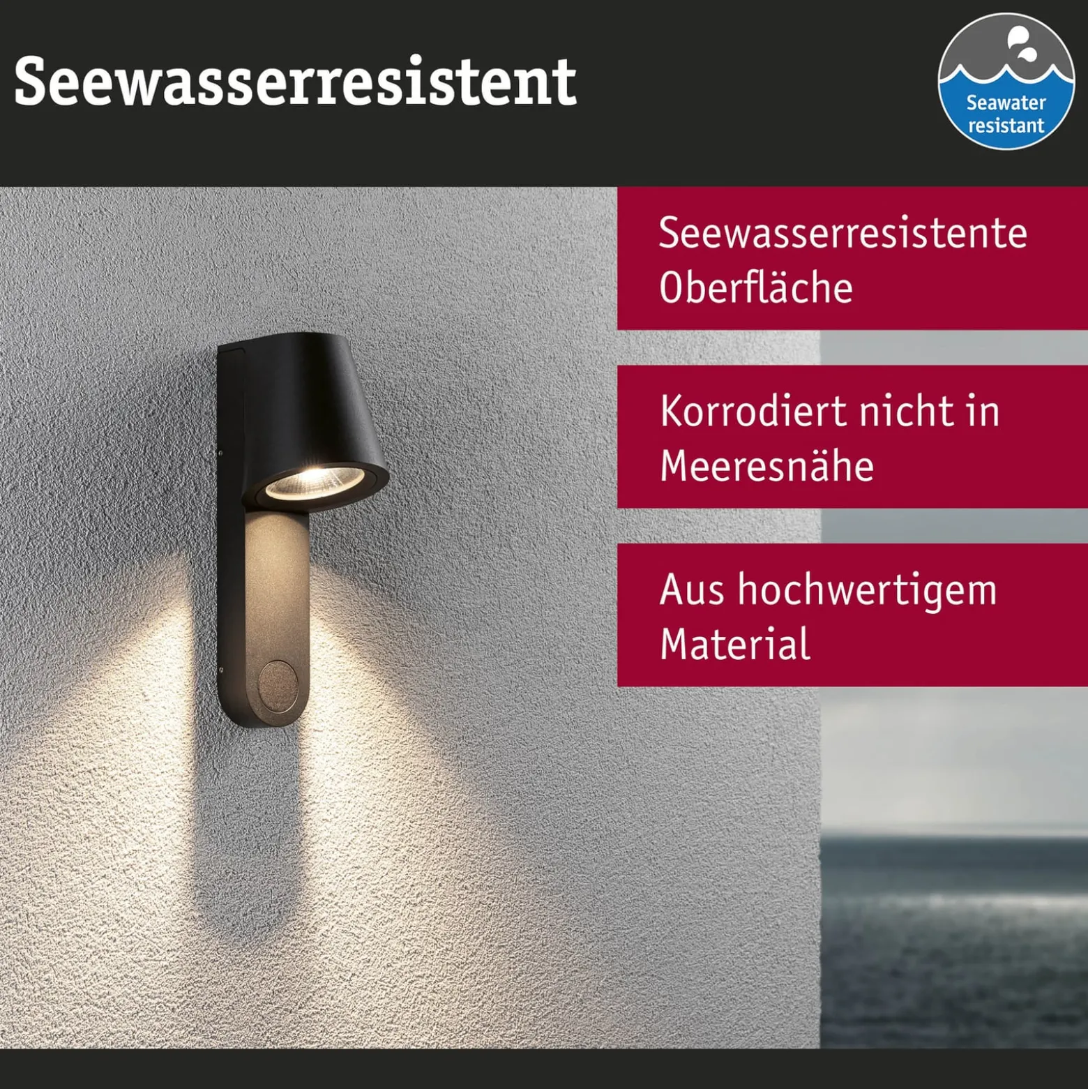 Paulmann LED-Außenwandleuchte Caissa, Aluminium, Sensor