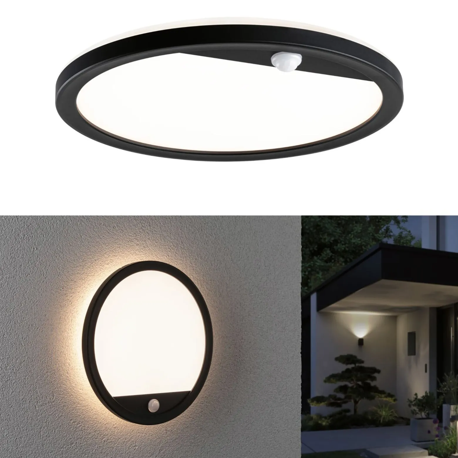 Paulmann LED-Außenwandleuchte Lamina, schwarz, Sensor, IP44