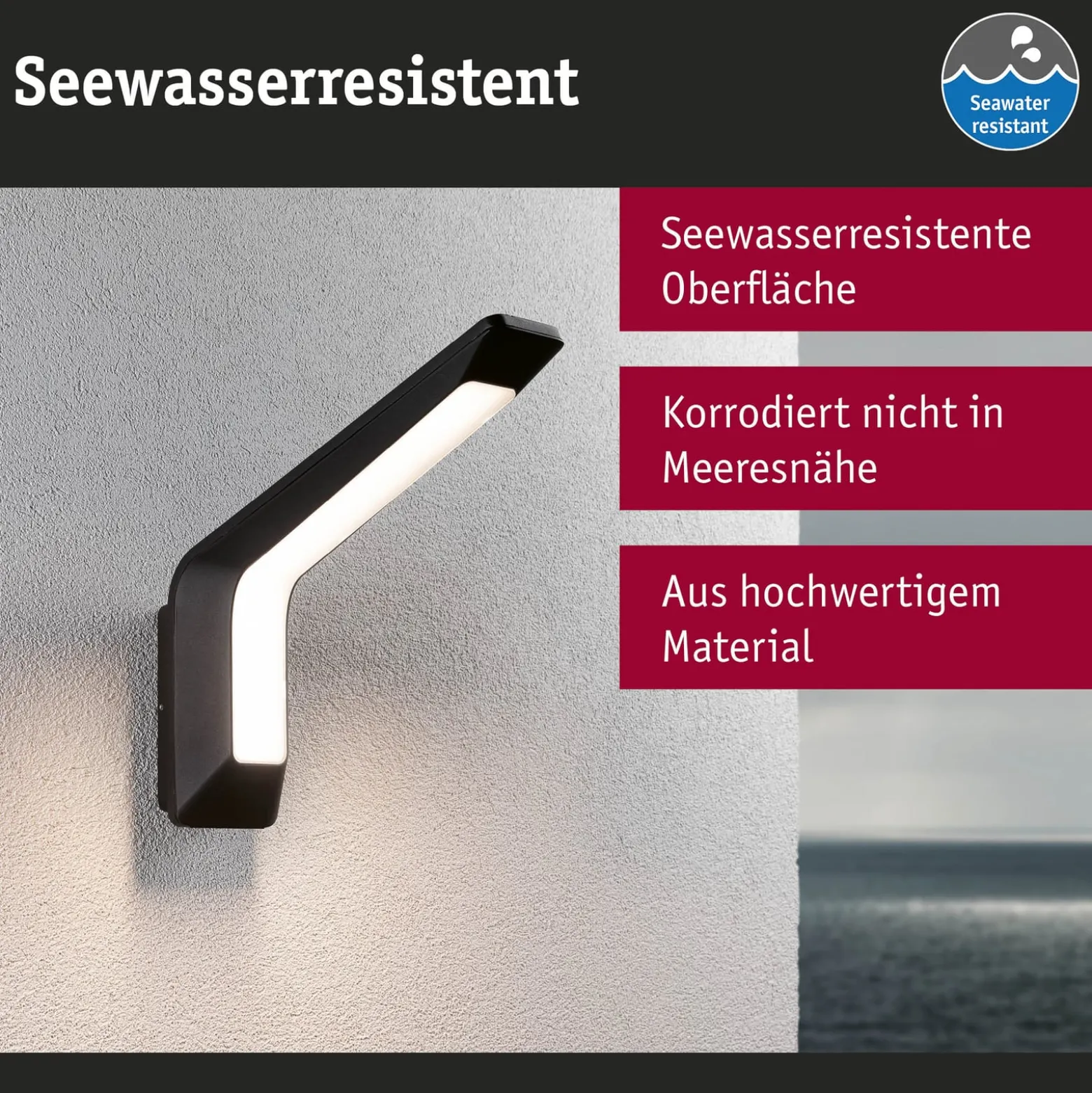 Paulmann LED-Außenwandleuchte Merano, Sensor, anthrazit