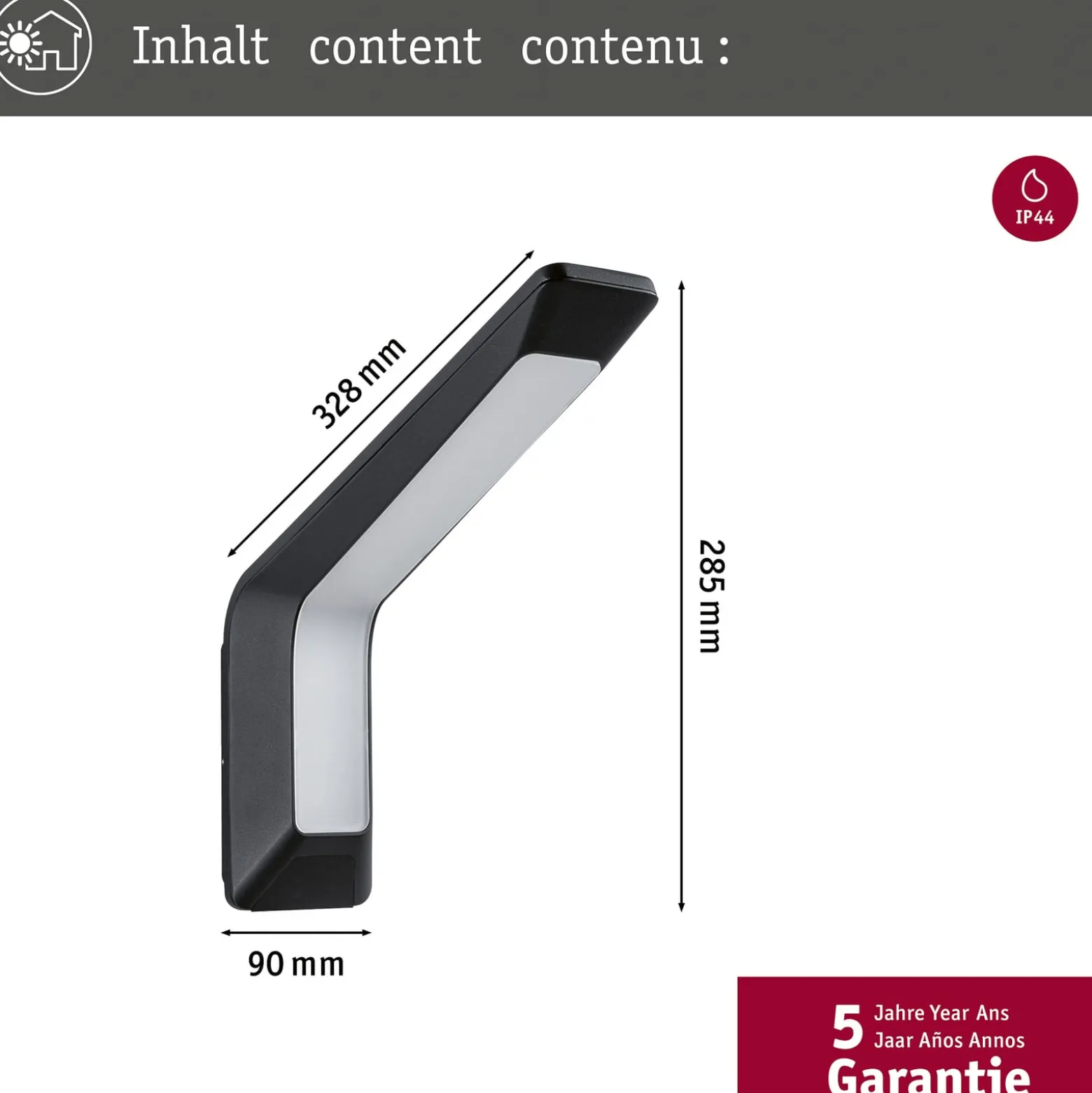 Paulmann LED-Außenwandleuchte Merano, Sensor, anthrazit