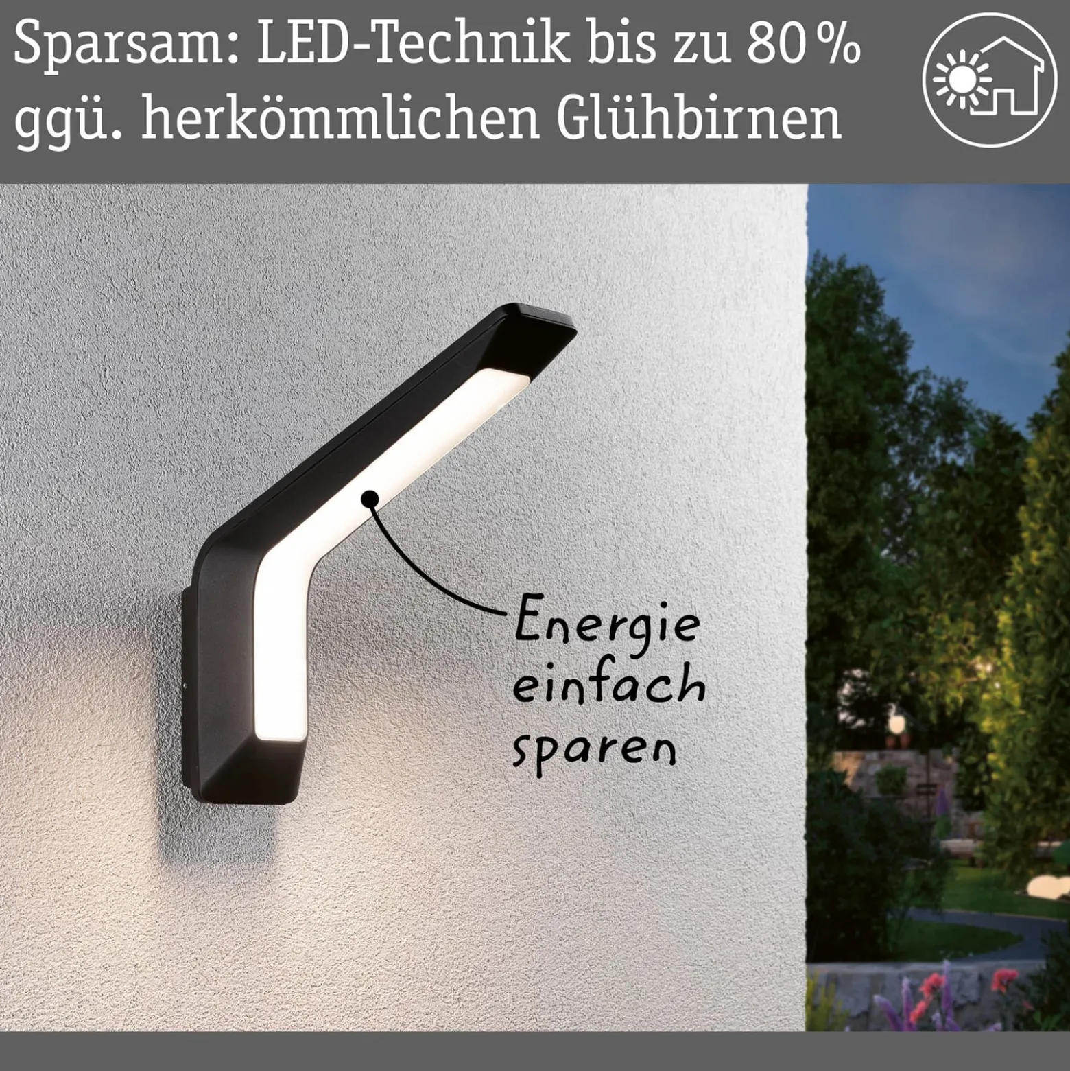 Paulmann LED-Außenwandleuchte Merano, Sensor, anthrazit
