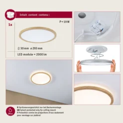 Paulmann LED-Deckenlampe Atria Shine Ø29cm eiche IP44 3.000K