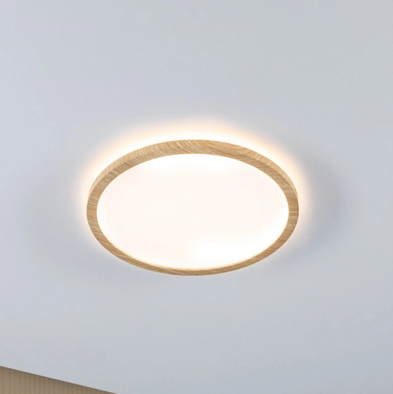 Paulmann LED-Deckenlampe Atria Shine Ø29cm eiche IP44 3.000K