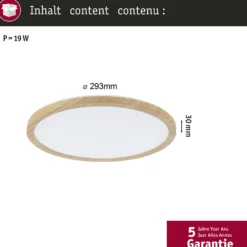 Paulmann LED-Deckenlampe Atria Shine Ø29cm eiche IP44 3.000K