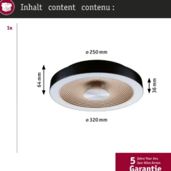 Paulmann LED-Deckenlampe Volea schwarz/gold Ø 32 cm IP44 dim