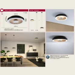 Paulmann LED-Deckenlampe Volea schwarz/gold Ø 32 cm IP44 dim