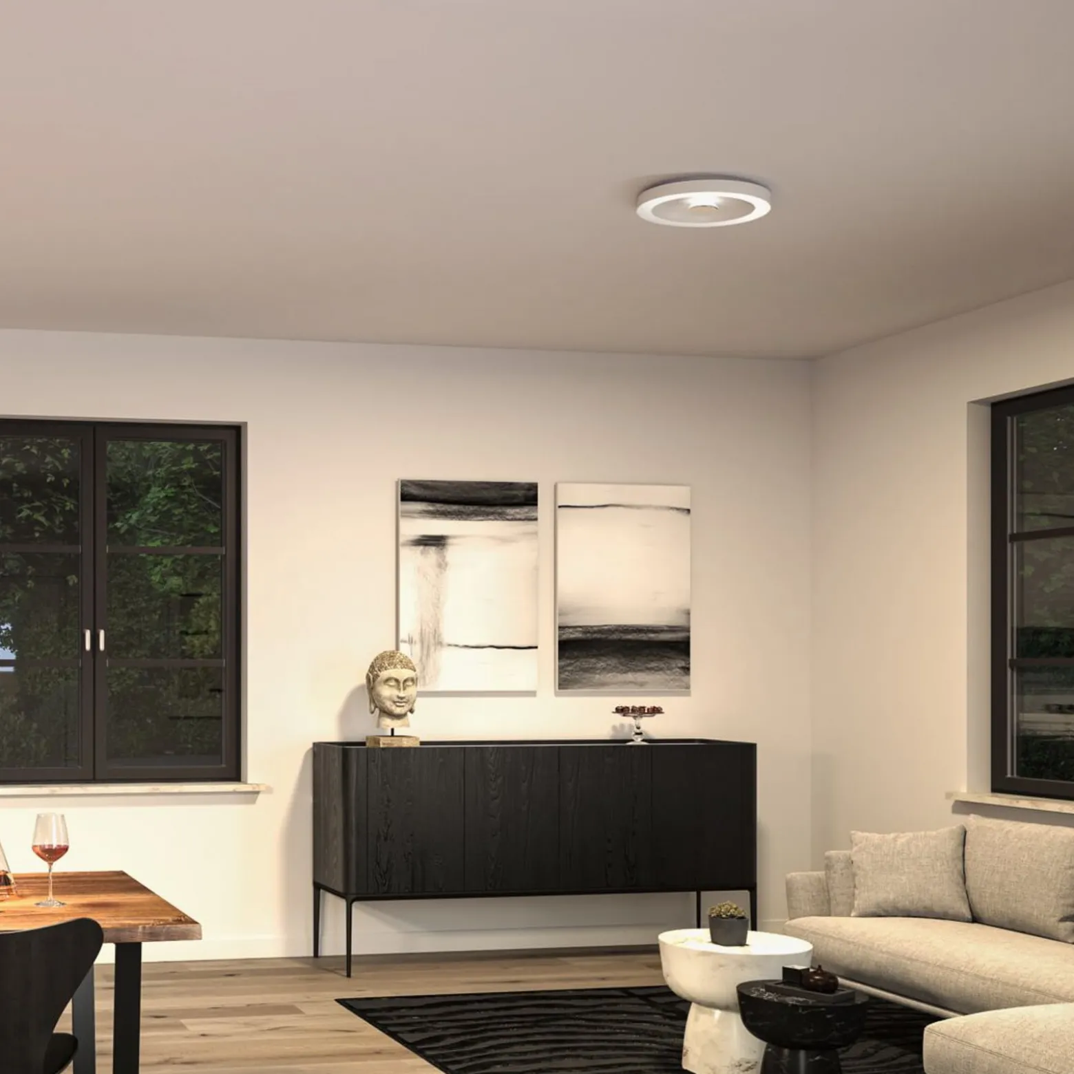 Paulmann LED-Deckenlampe Volea, weiß/silber Ø 40 cm IP44 dim