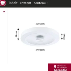 Paulmann LED-Deckenlampe Volea, weiß/silber Ø 40 cm IP44 dim