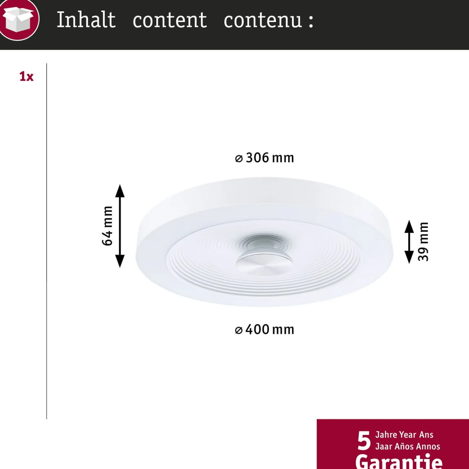 Paulmann LED-Deckenlampe Volea, weiß/silber Ø 40 cm IP44 dim