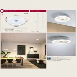 Paulmann LED-Deckenlampe Volea, weiß/silber Ø 40 cm IP44 dim