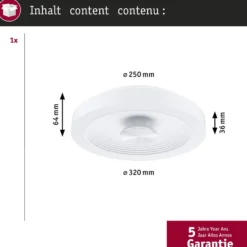 Paulmann LED-Deckenlampe Volea, weiß/silber Ø 32 cm IP44 dim