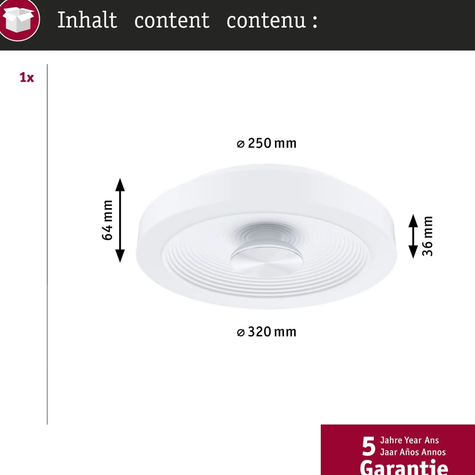 Paulmann LED-Deckenlampe Volea, weiß/silber Ø 32 cm IP44 dim