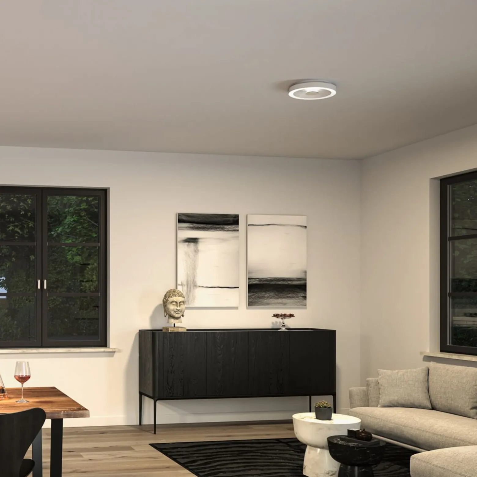 Paulmann LED-Deckenlampe Volea, weiß/silber Ø 32 cm IP44 dim