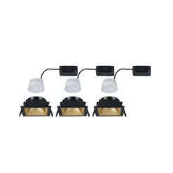 Paulmann LED-Einbau Cole Coin schwarz/gold eckig IP44 dim 3x