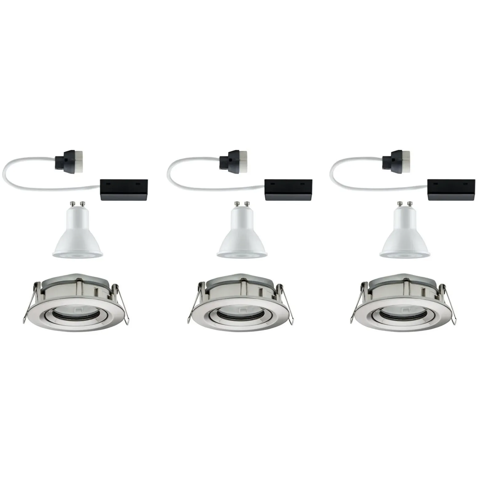 Paulmann LED-Einbauspot Nova 3er eisen, dimmbar, IP65, 2700K
