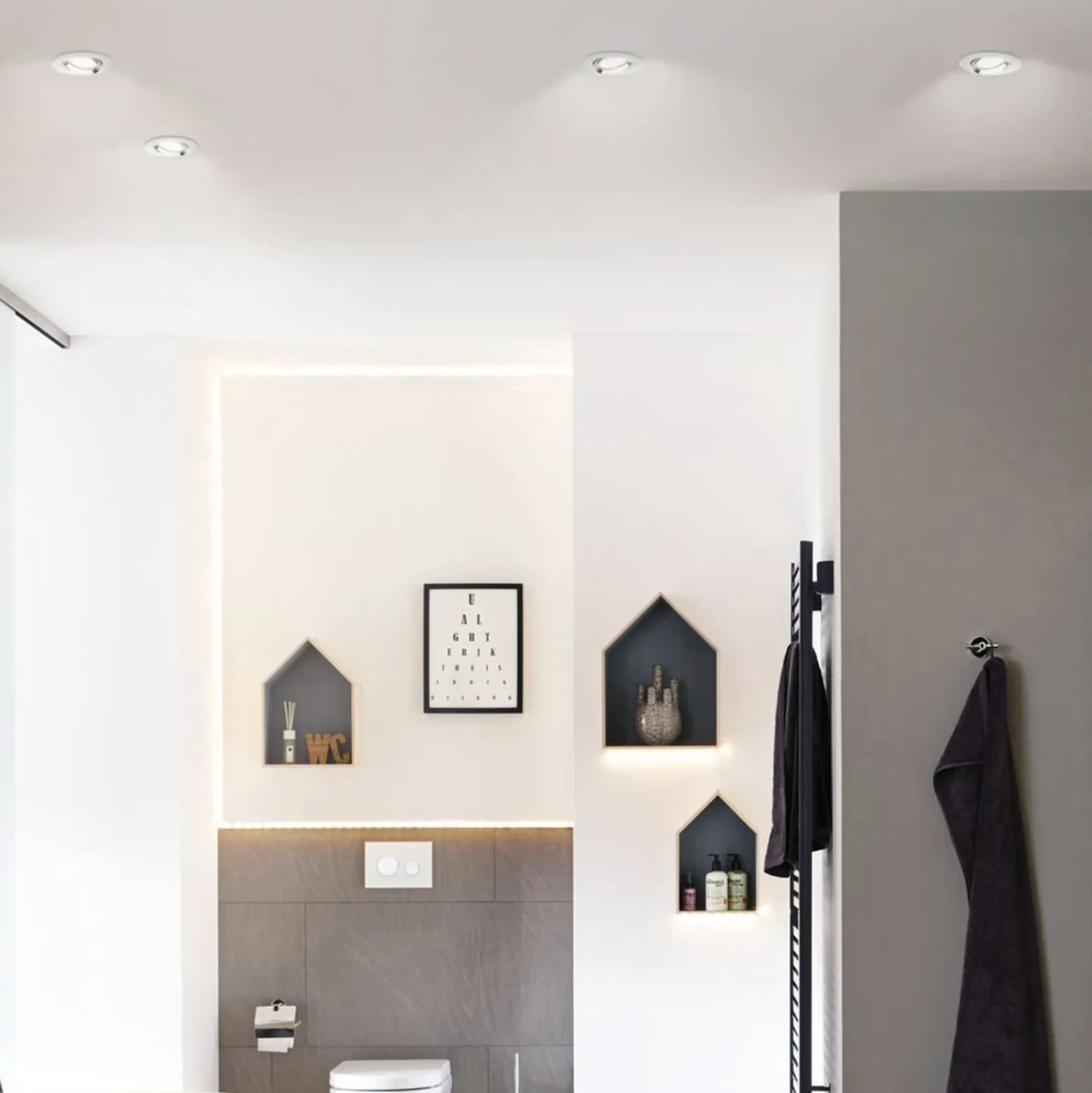 Paulmann LED-Einbauspot Nova 3er eisen, dimmbar, IP65, 2700K