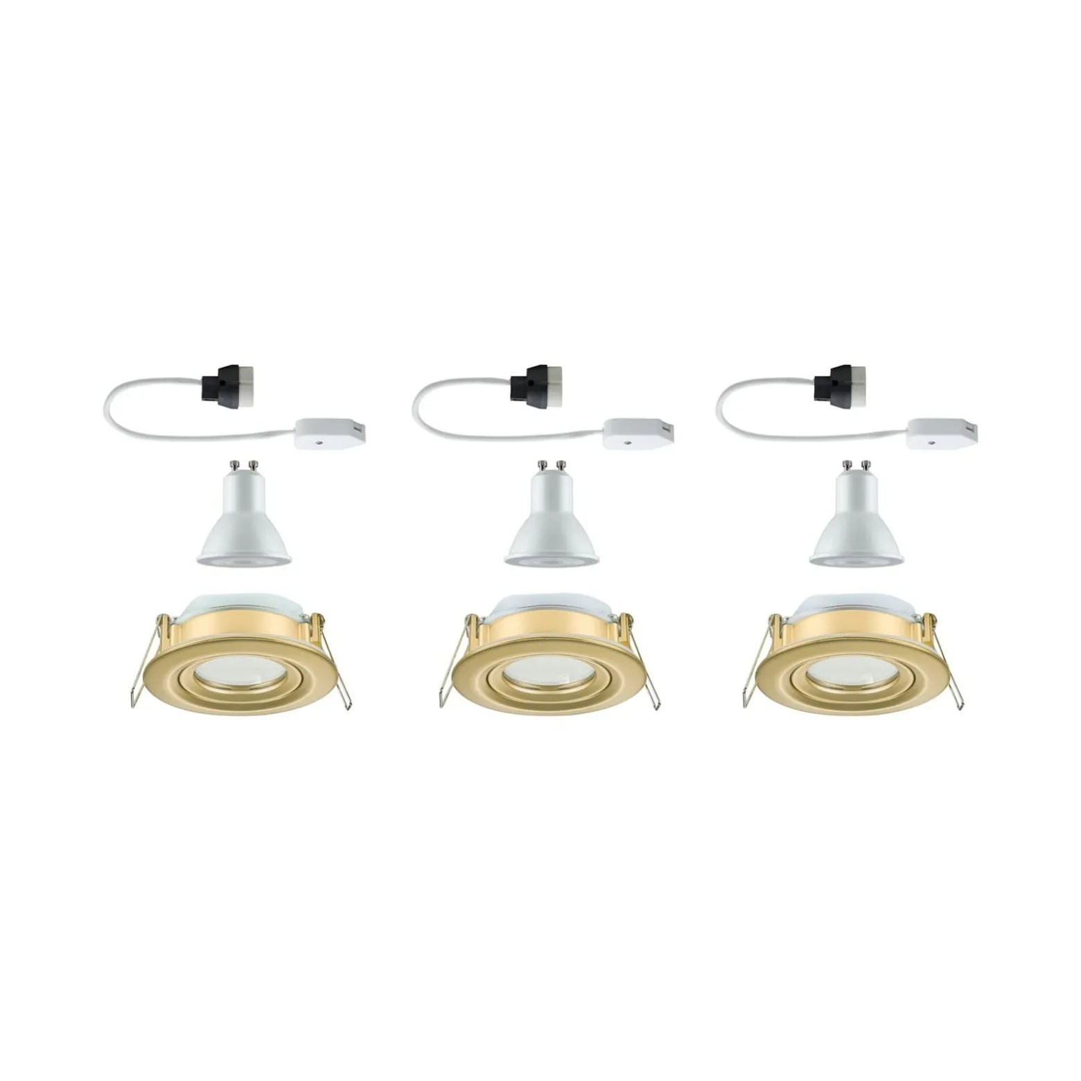 Paulmann LED-Einbauspot Nova 3er gold, dimmbar, IP65, 2700K