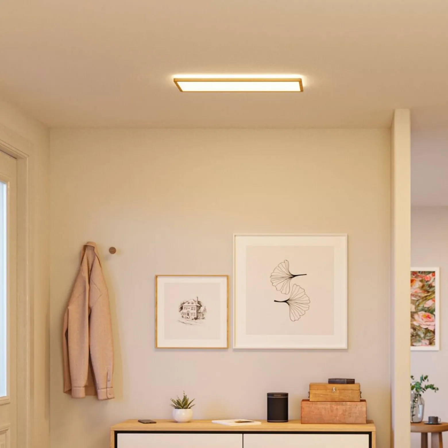 Paulmann LED-Panel Atria Shine 58cm holz IP44 3000K an/aus
