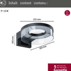 Paulmann LED-Wandleuchte Capera, anthrazit, CCT, IP44