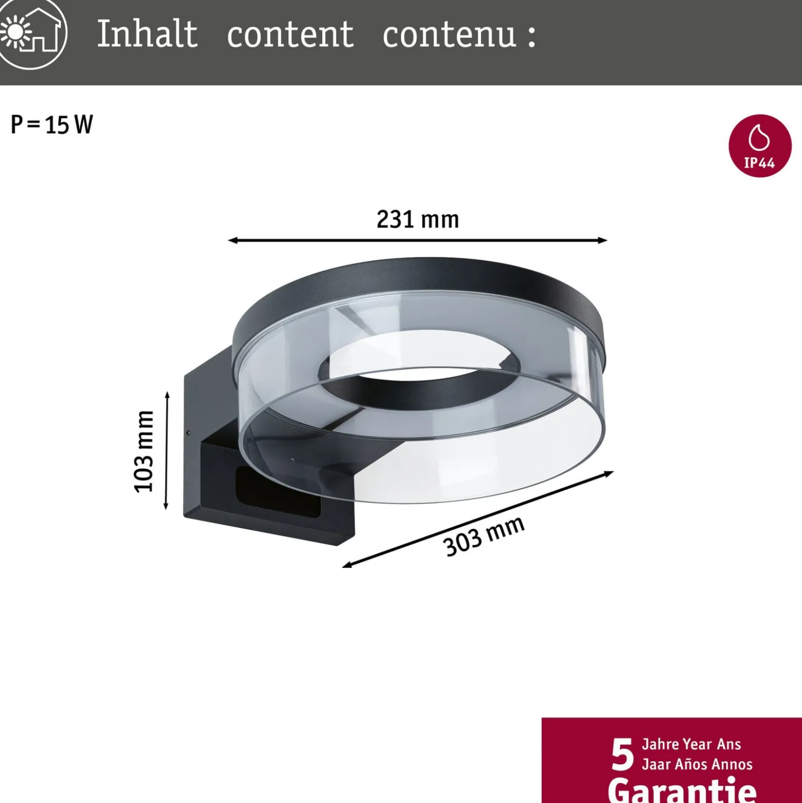 Paulmann LED-Wandleuchte Capera, anthrazit, CCT, IP44