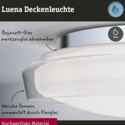Paulmann Luena LED-Deckenleuchte, IP44, chrom, Ø 25 cm