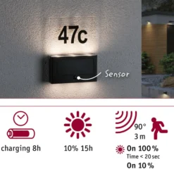 Paulmann Neda Solar-LED-Hausnummernleuchte Sensor